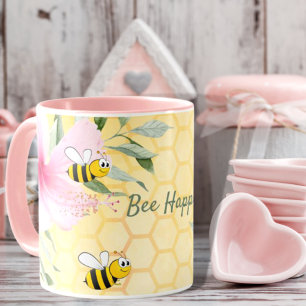 Caneca Abelha Feliz Bombus Abelhas amarelas no verão