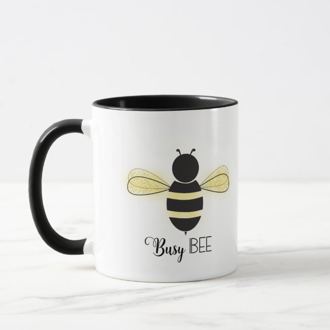 Caneca Abelha Ocupada Ilustração Caprichosa Mesa de Escri (Esquerda)