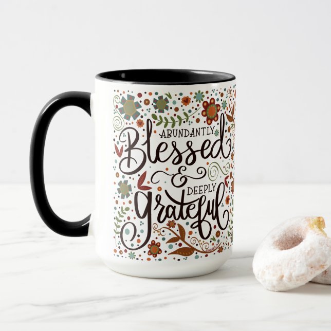 Caneca Abençoada e Bonito inspirividade gratante (Com Donut)