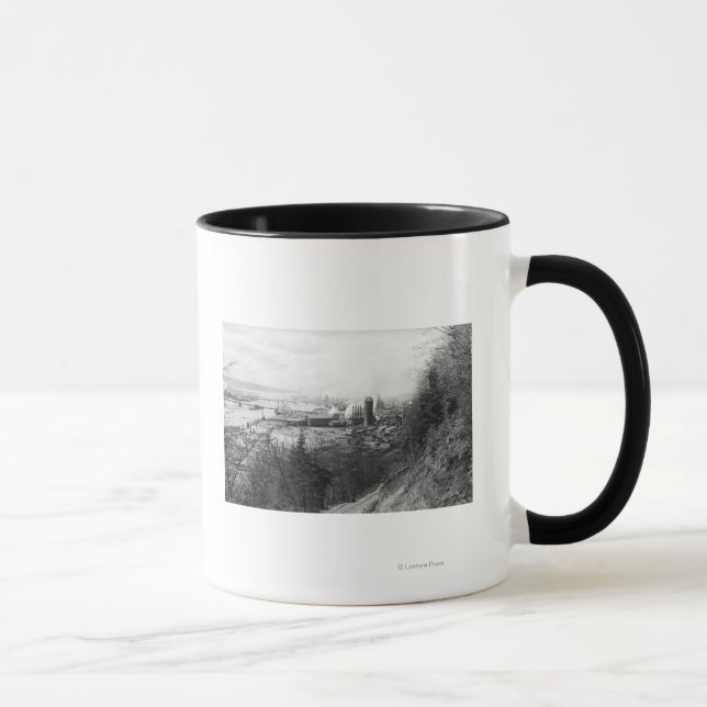 Caneca Aberdeen, WA Town View Mill e Harbor Photograp (Direita)