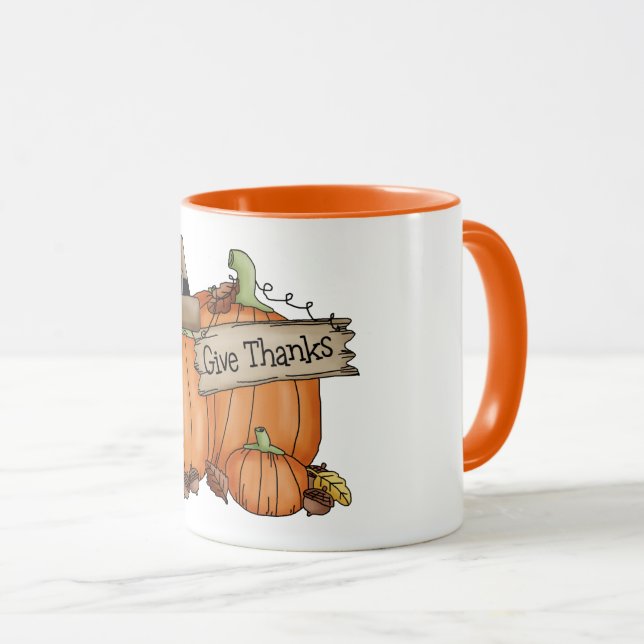 Caneca Abóbora de Ação de Graças Outono  (Frente Esquerda)