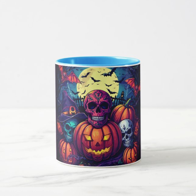Caneca Abóbora de Caveira de Açúcar Rosa de Halloween, As (Centro)