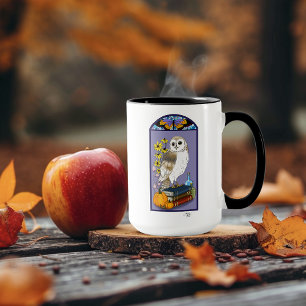 Caneca Abóbora de Coruja de Celeiro Art Nouveau Livros An