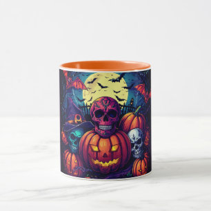 Caneca Abóbora de Crânio de Açúcar Rosa de Halloween, Ass