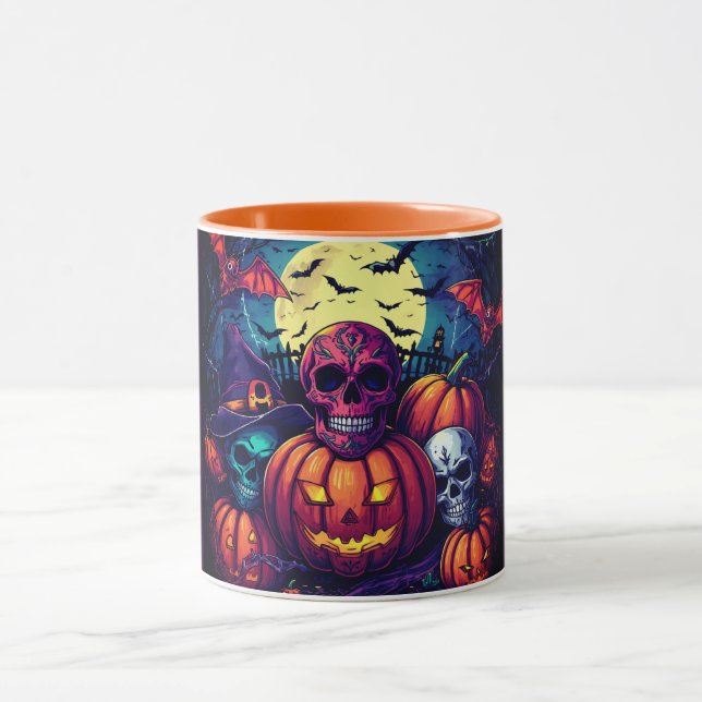 Caneca Abóbora de Crânio de Açúcar Rosa de Halloween, Ass (Centro)
