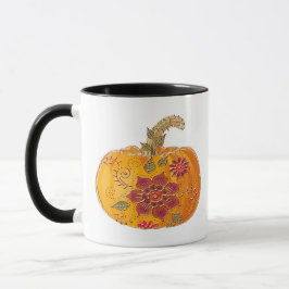 Caneca Abóbora de Outono Com Flores