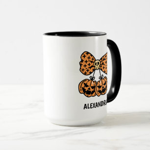 Caneca Abóbora e laço  Halloween Nome Personalizado 