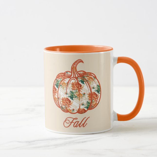 Caneca Abóbora em um Padrão de Crisântemo (Direita)