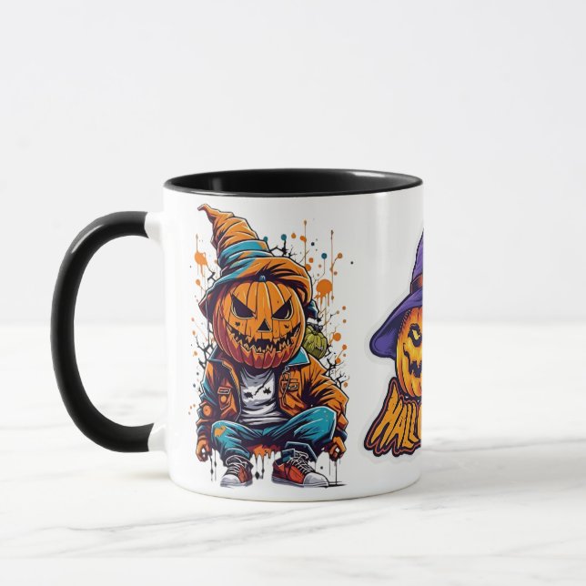 Caneca Abóbora Homem Com Outras Abóboras Assustadoras (Esquerda)