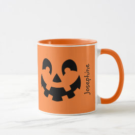 Caneca Abóbora Preta Simples com Rosto em Laranja no Hall