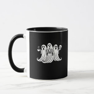 Caneca Abóbora segurando café assustador