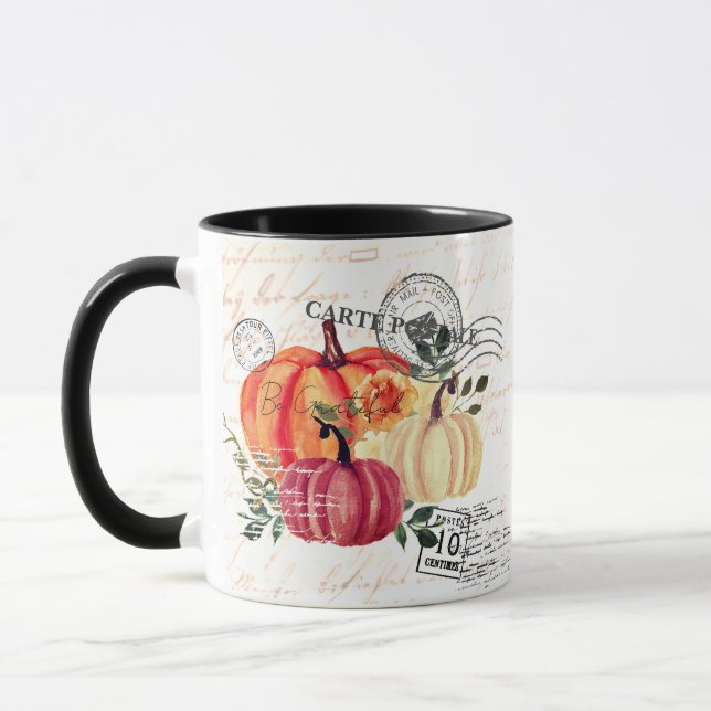 Caneca Abóboras aquarela vintage modernas (Esquerda)