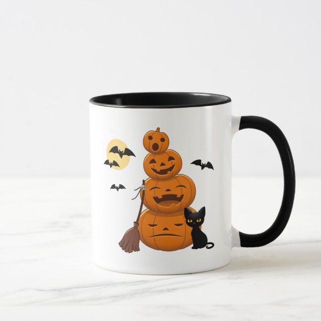 Caneca Abóboras de Halloween e Gato Preto (Direita)