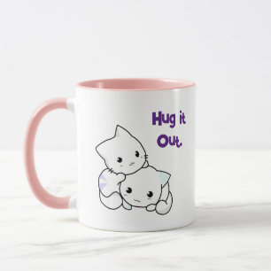 Caneca Abraçar Gatinhos De Cartoon, Amizade De Gato