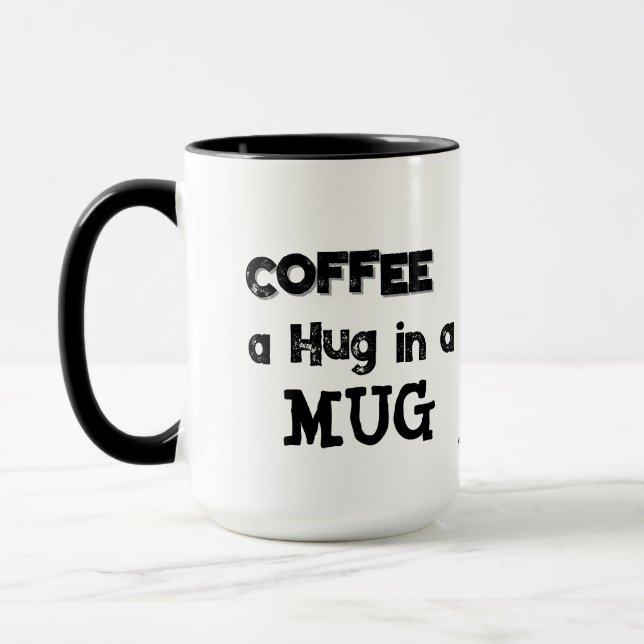 CANECA 'Abrace de Café' Tipografia Preta em Branco (Esquerda)