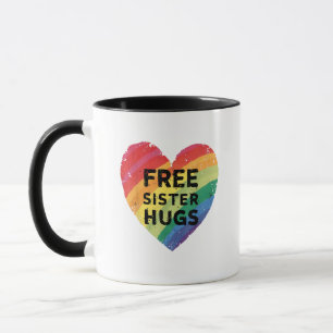 Caneca Abraços de Irmã Grátis Mês do Orgulho LGBT Gay Lés