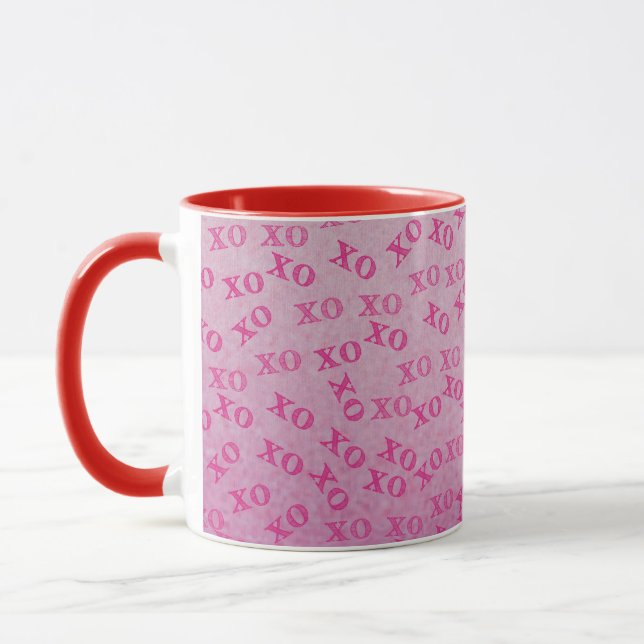 Caneca Abraços E Beijos XO XO Rosa (Esquerda)