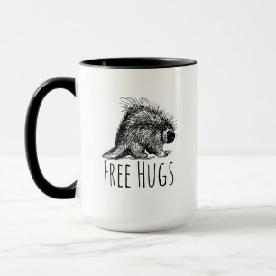 Caneca Abraços Gratuitos Porco-espinho Divertido e Legal