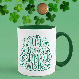 Caneca Abraços, Kisses e Shamrock desejam Ruas. Dia de Pa