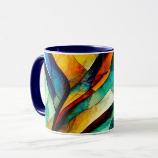 Caneca Abstração Colorida de Mosaico de Vidro Manchado