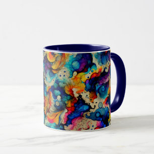 Caneca Abstração Colorida de Tinta Líquida