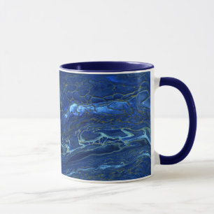 Caneca Abstração de Acrírio de Mármore Dourado Azul e