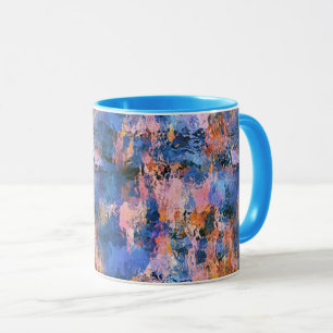 Caneca Abstração de Água Azul e Laranja