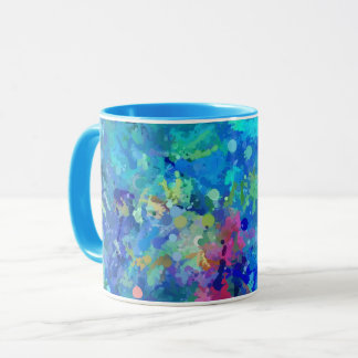 Caneca Abstração de Aquarela Azul Turquesa Roxo