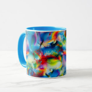 Caneca Abstração de Cor da Água Verde Amarelo Azul
