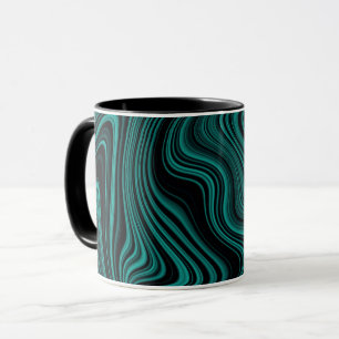 Caneca Abstração de Wavy Preto e Esmeralda
