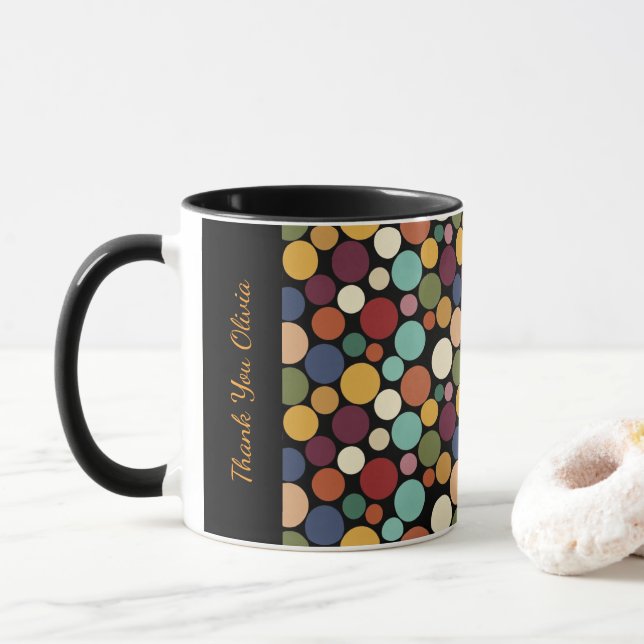 Caneca Abstract Circle Custom Message Gift Coffee Mug (Com Donut)