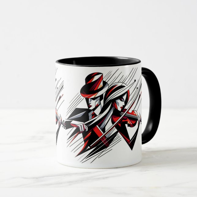 Caneca Abstract Couple with Violin (Frente Esquerda)