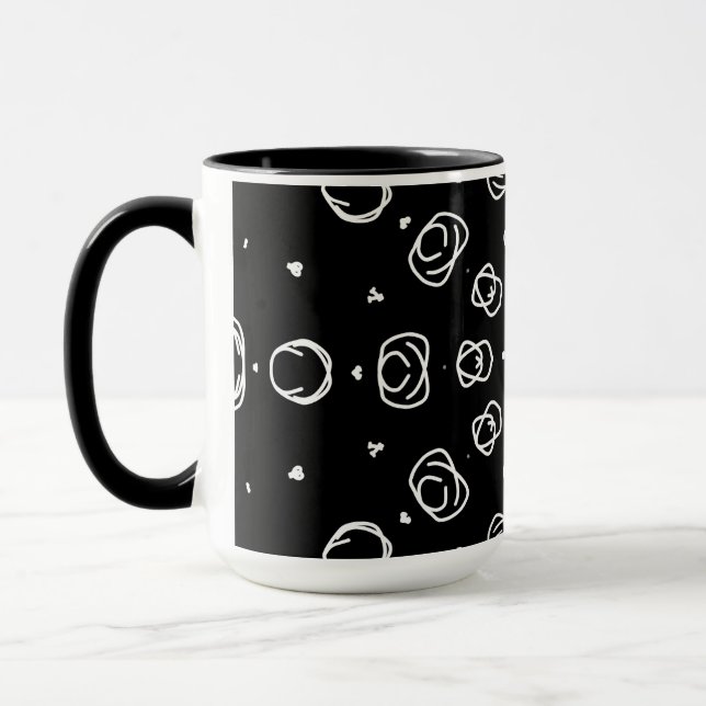 Caneca Abstract Monochrome White Mandala Geometric Patter (Esquerda)