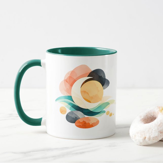 Caneca Abstract Rainbow Pot of Gold St. Patrick's Day Mug (Com Donut)