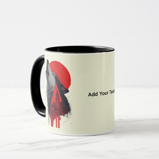 Caneca Abstract Trash Polka Howling Wolf (Frente Esquerda)