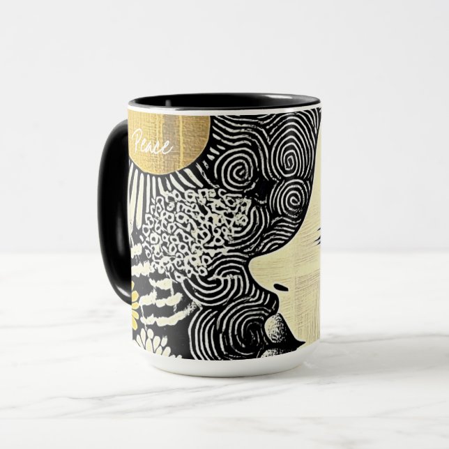 Caneca Abstrata Paz em Flor (Frente Esquerda)