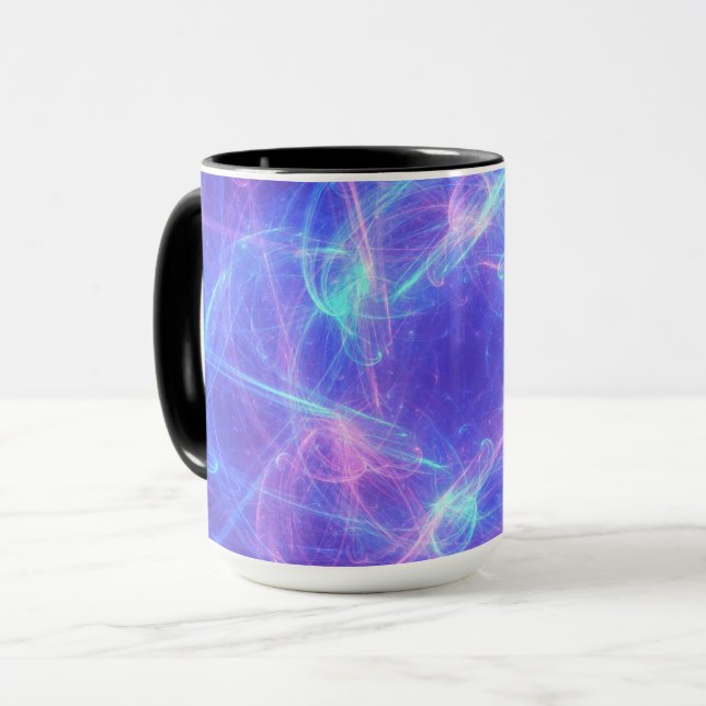 Caneca Abstrato azul e cor-de-rosa suave (Frente Esquerda)