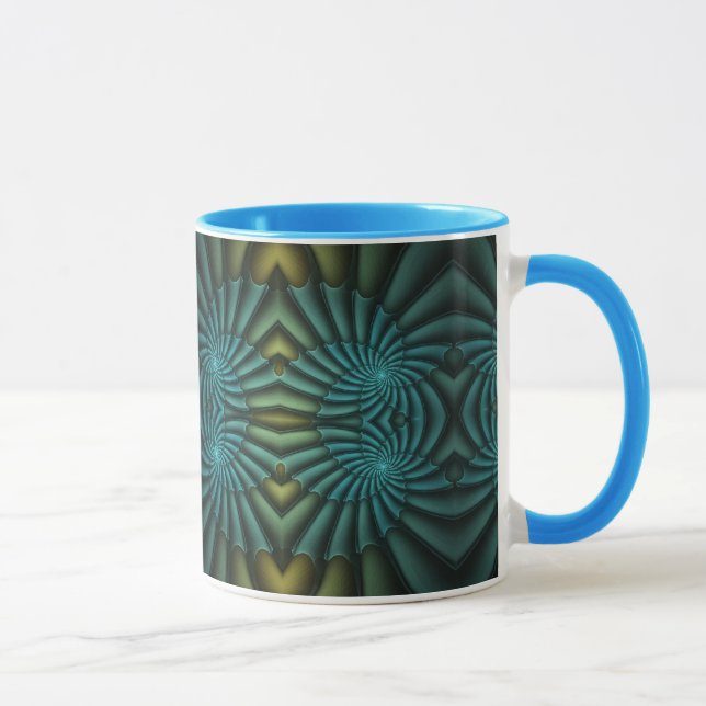 Caneca Abstrato Azul espiral azul brilhante Tango (Direita)