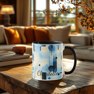 Caneca Abstrato azul moderno - Geométrico Personalizado