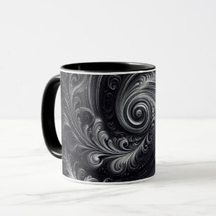 Caneca Abstrato Branca Negra Cinza Simples