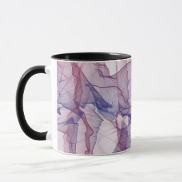 Caneca Abstrato branco, vermelho, azul e água púrpura