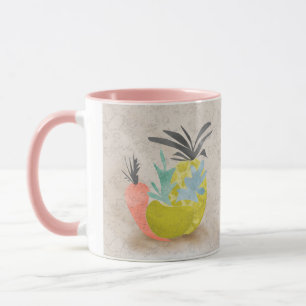 Caneca Abstrato cartoon cenouras abacaxis frutas comida r
