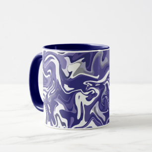 Caneca Abstrato com Marinho azul, branco e Cinza