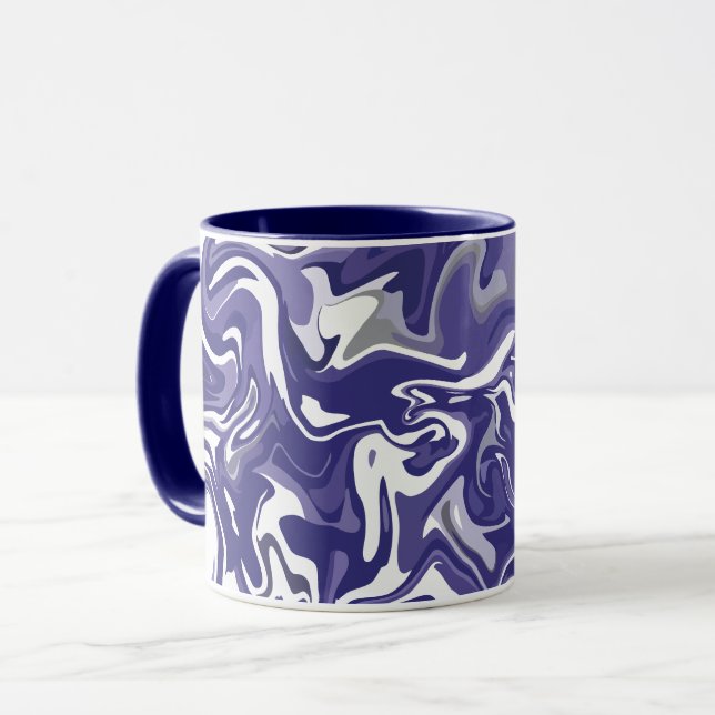 Caneca Abstrato com Marinho azul, branco e Cinza (Frente Esquerda)