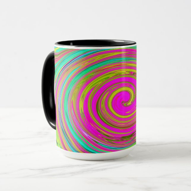 Caneca Abstrato cor-de-rosa e turquesa (Frente Esquerda)