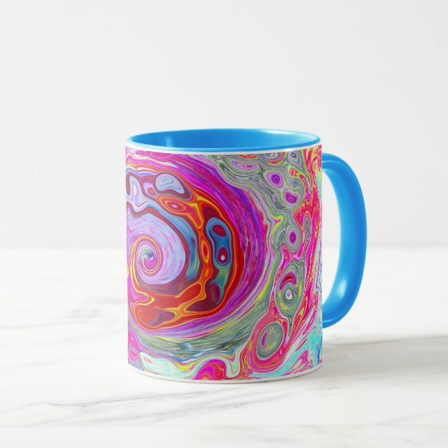 Caneca Abstrato da parte traseira do Groovy, rosa quente  (Frente Esquerda)