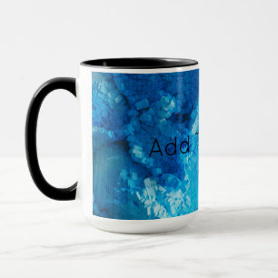 Caneca Abstrato de arte azul e branca misturada
