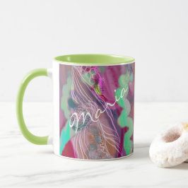Caneca Abstrato de arte digital Mug verde-menta rosa-endy