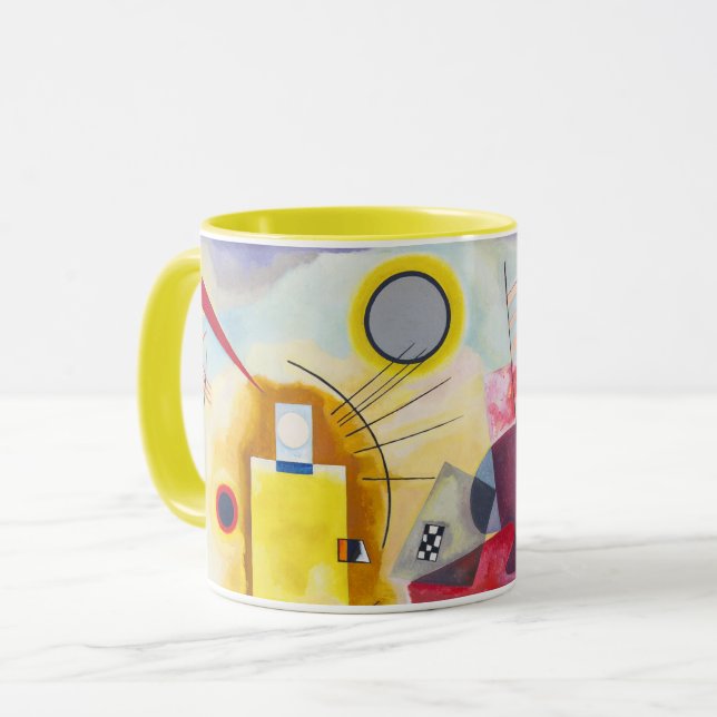 Caneca Abstrato de Arte Moderna Kandinsky Amarelo Azul (Frente Esquerda)