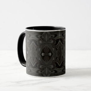 Caneca Abstrato de Beladona Preto e Cinza Arte Fluida